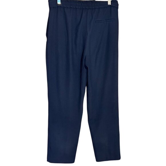 Zara Basic Navy Pull On Drawstring Dress Pant | Medium - Picture 4 of 4